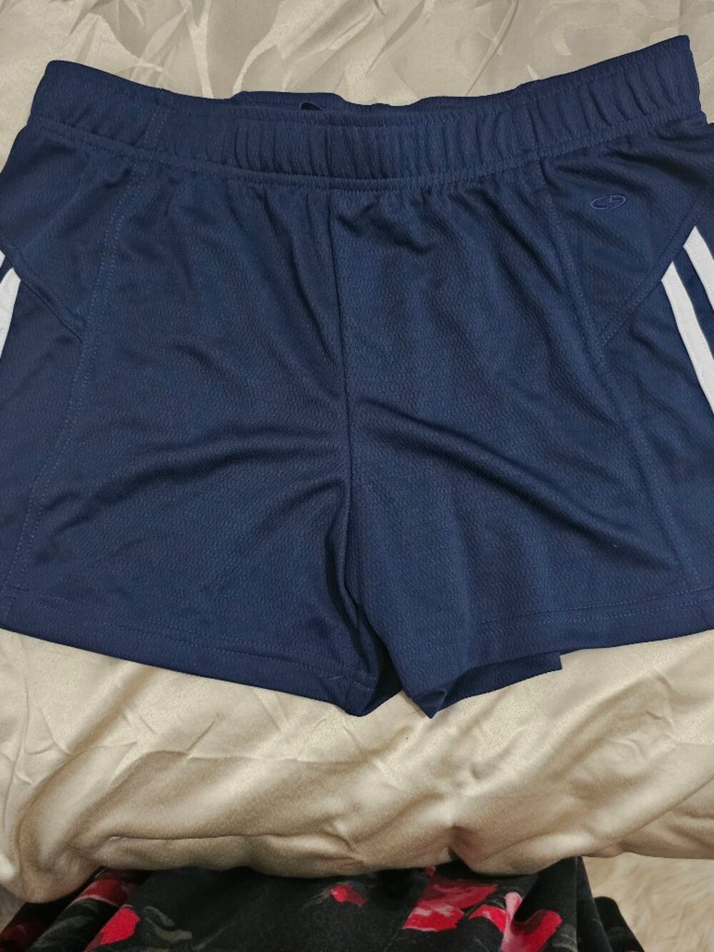 Champion short athletic shorts with racer stripe on sides